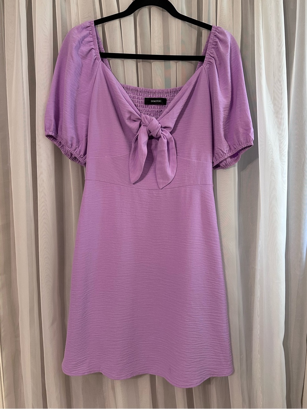 Dokotoo Lavender Sailor Tie-Front Puff Sleeve Dress Size M